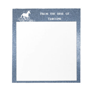 Glitter Unicorn and Stars Blue Notepad