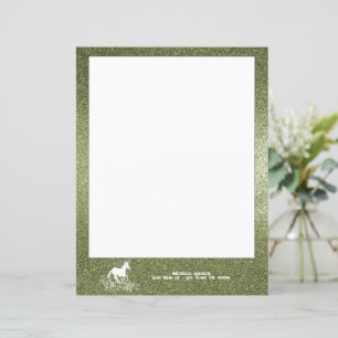 Glitter Unicorn and Stars   Green Paper Sheet