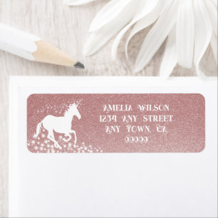 Glitter Unicorn and Stars Pink Label