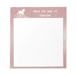 Glitter Unicorn and Stars   Pink Notepad