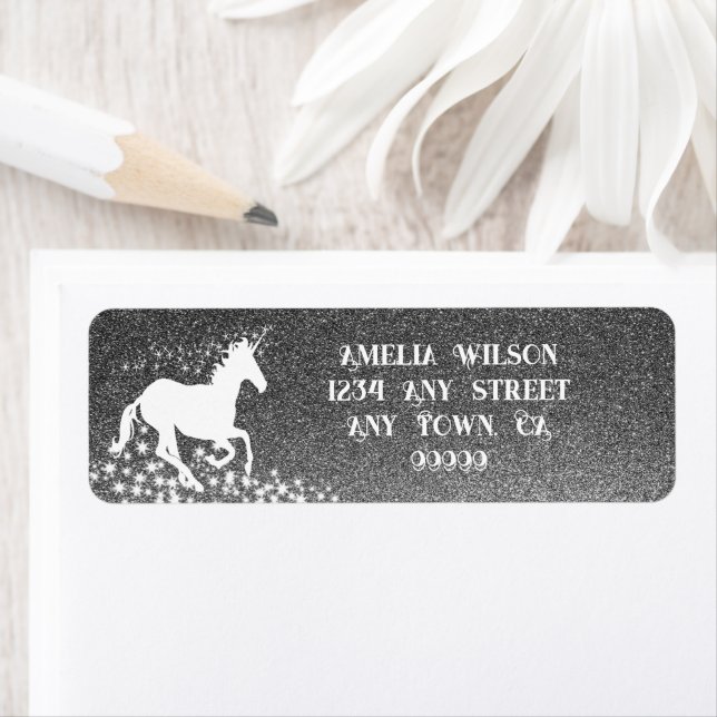 Glitter Unicorn and Stars | Silver Label (Insitu)