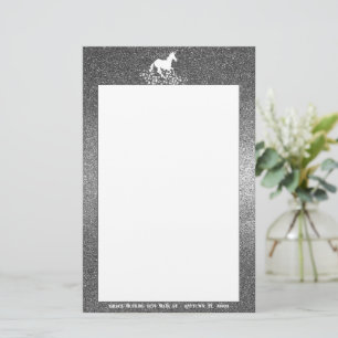 Glitter Unicorn and Stars Silver Stationery