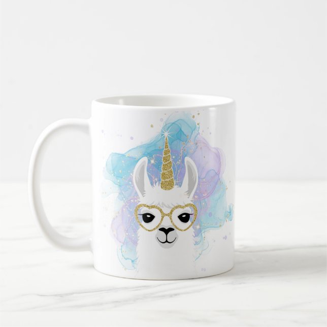 Glitter Unicorn Llama Mug (Left)
