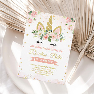 Glitter Unicorn Magical Birthday Invitation