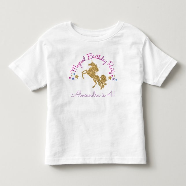 Glitter Unicorn Magical Girl Birthday T-Shirt (Front)