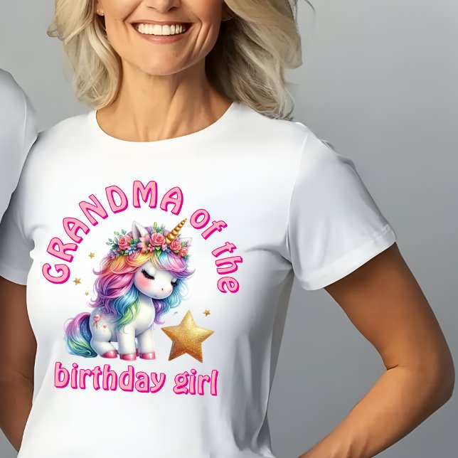 Glitter unicorn magical girls age birthday Grandma T-Shirt (Creator Uploaded)