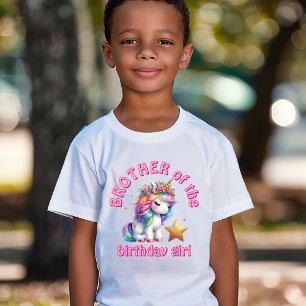 Glitter unicorn magical  girls birthday brother T-Shirt