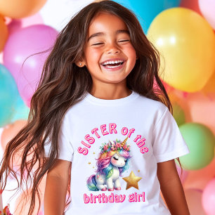 Glitter unicorn magical  girls birthday sister T-Shirt