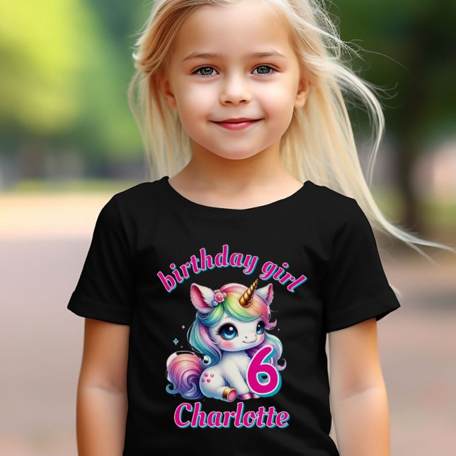  Glitter unicorn magical star Girls birthday black T-Shirt (Creator Uploaded)