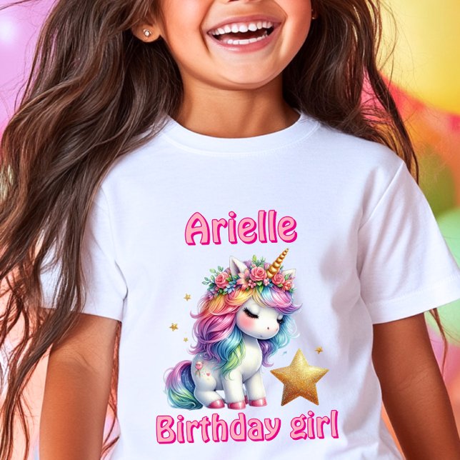 Glitter unicorn magical star girls birthday T-Shirt (Creator Uploaded)