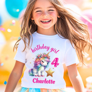 Glitter unicorn magical star Girls birthday T-Shirt
