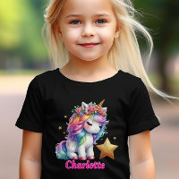 Glitter unicorn magical star kids black