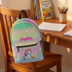 Glitter unicorn magical star printed backpack