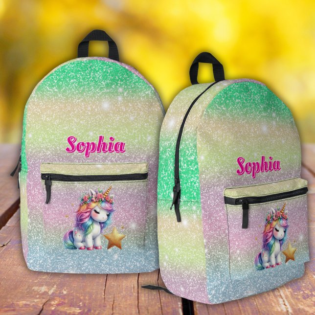 Glitter unicorn magical star  printed backpack (Creator Uploaded)