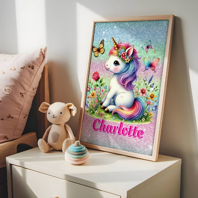Glitter unicorn meadow wildflowers  poster (Creator Uploaded)