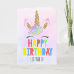 Glitter Unicorn Personalised Girl Happy Birthday Card<br><div class="desc">Glitter Unicorn Personalised Girl Happy Birthday</div>