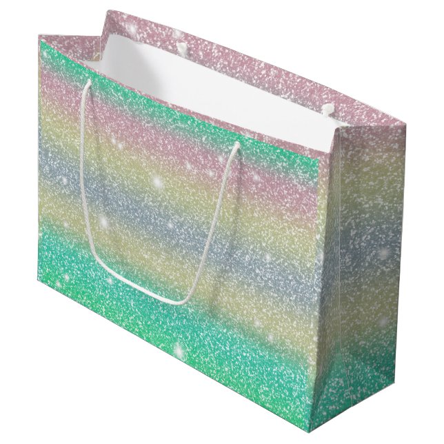 Glitter Unicorn Texture  Large Gift Bag (Front Angled)