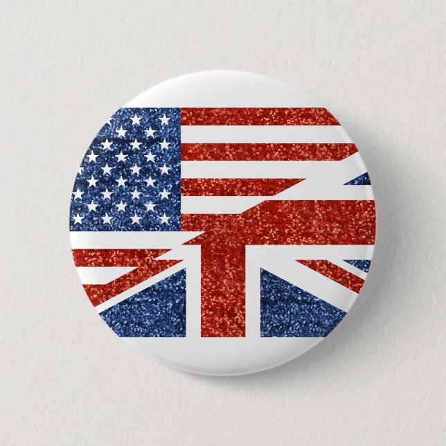 glitter usa uk 6 cm round badge (Front)
