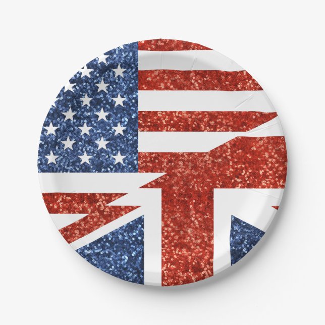 glitter usa uk paper plates (Front)