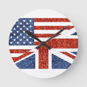 glitter usa uk round clock
