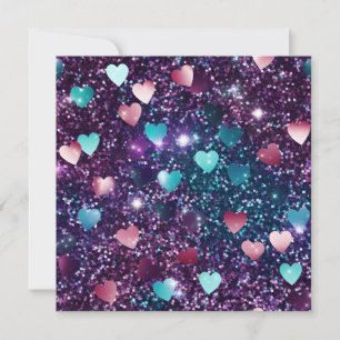 Glitter Valentine's Day heart collage Holiday Card