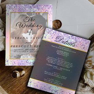 Glitter Vellum Overlay Wedding Invitation