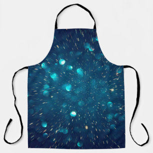 Glitter vintage lights of blue green and black apron