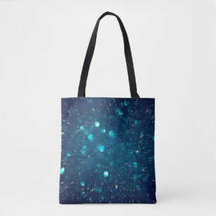 Glitter vintage lights of blue green and black tote bag