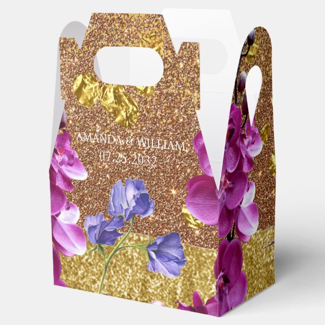 Glitter Violets Modern Wedding Favour Box (Opened)