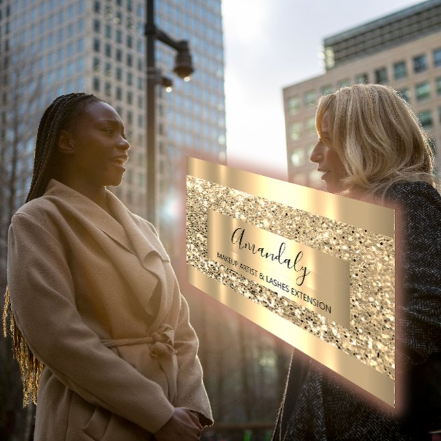 Glitter VIP Gold Frame Glam Pink Modern Luminous Business Card (Glitter VIP Gold Frame Glam Pink Modern Luminous Business Card)