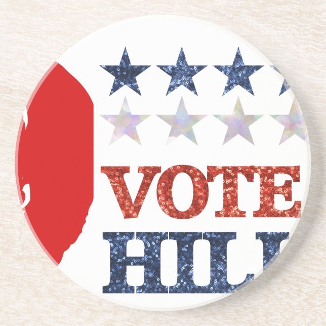 glitter vote hillary coaster (Front)