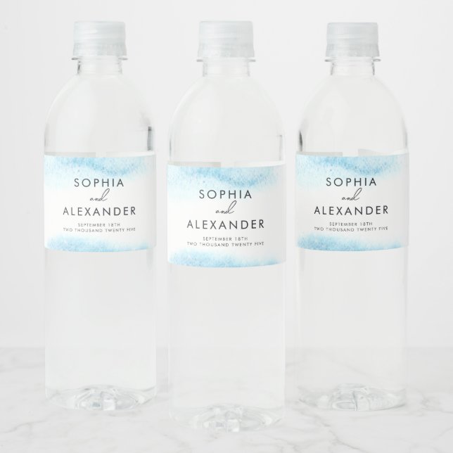 Glitter water labels for a modern wedding. (Bottles)