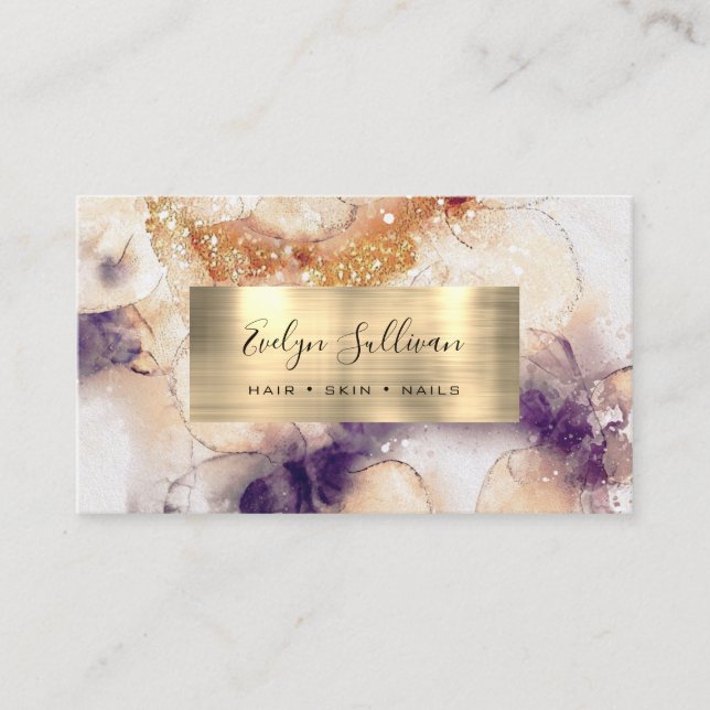 Glitter Watercolor and Foil Business Card (Front)