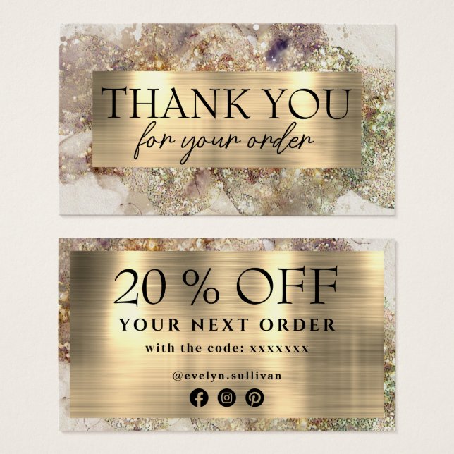 Glitter watercolor and foil discount card (Front & Back)