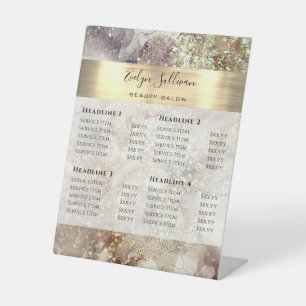 Glitter Watercolor and Foil Price List Pedestal Sign