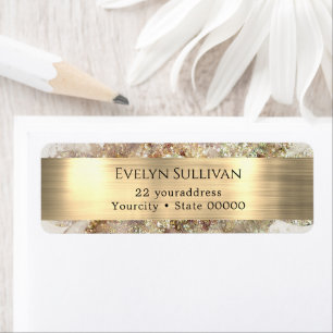 Glitter watercolor and foil return address label