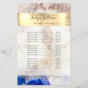 Glitter Watercolor and Gold Foil Price List Flyer