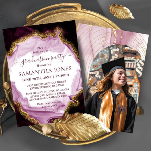 Glitter Watercolor Calligraphy Graduation Invitation (Creator Uploaded)