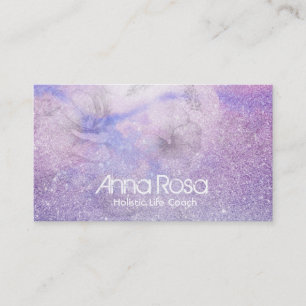 *~* Glitter Watercolor Flower Lavender Magenta Business Card
