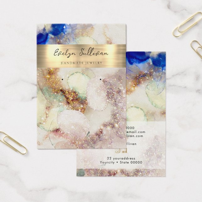 Glitter watercolor gold foil jewellery display car (Office)