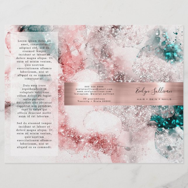 Glitter watercolor rose gold foil brochure (Front)