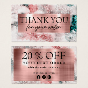 Glitter watercolor rose gold foil discount card