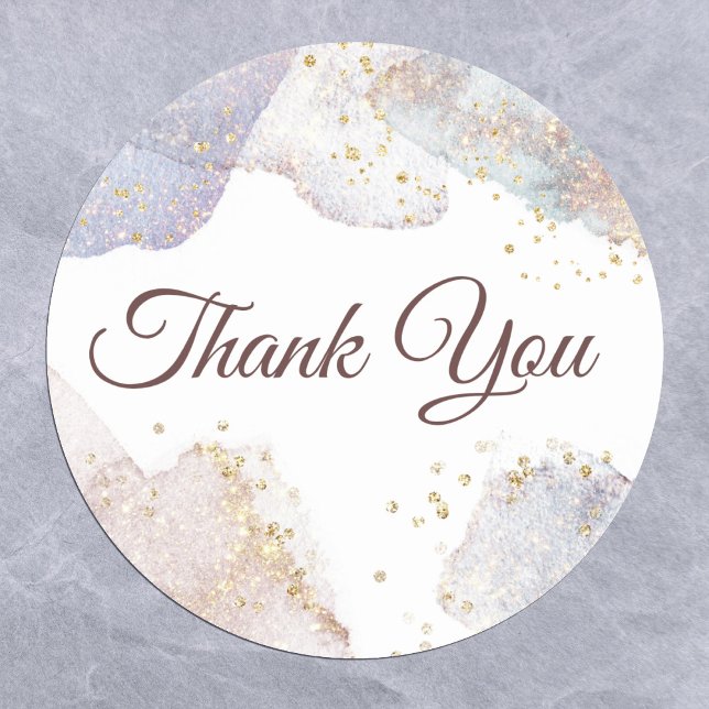 Glitter Watercolor Shapes Thank You Classic Round Sticker (Creator Uploaded)