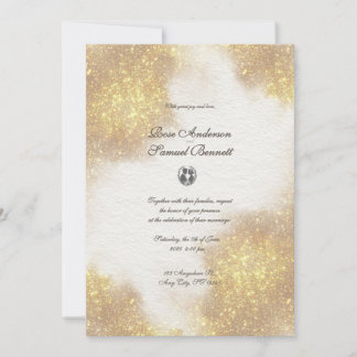 Glitter Watercolor Shapes Wedding  Invitation