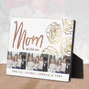 Glitter We Love You Mum 3 Photo Plaque