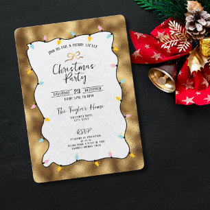 Glitter Whimsical Hand Drawn Bow Christmas Party  Invitation