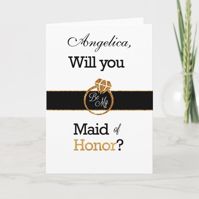 Glitter Will You Be My Maid of Honour Invitation (Front)