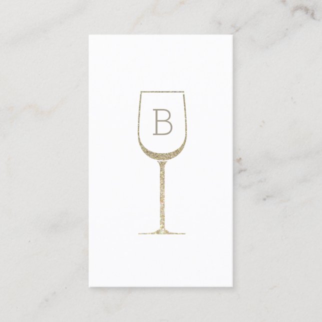 Glitter Wine Bartender Sommelier Monogram Business Card (Front)