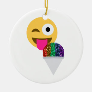 glitter wink emoji ceramic tree decoration