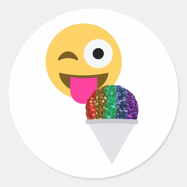 glitter wink emoji classic round sticker (Front)
